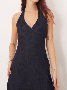 Chesley Indigo Denim Halter Dress